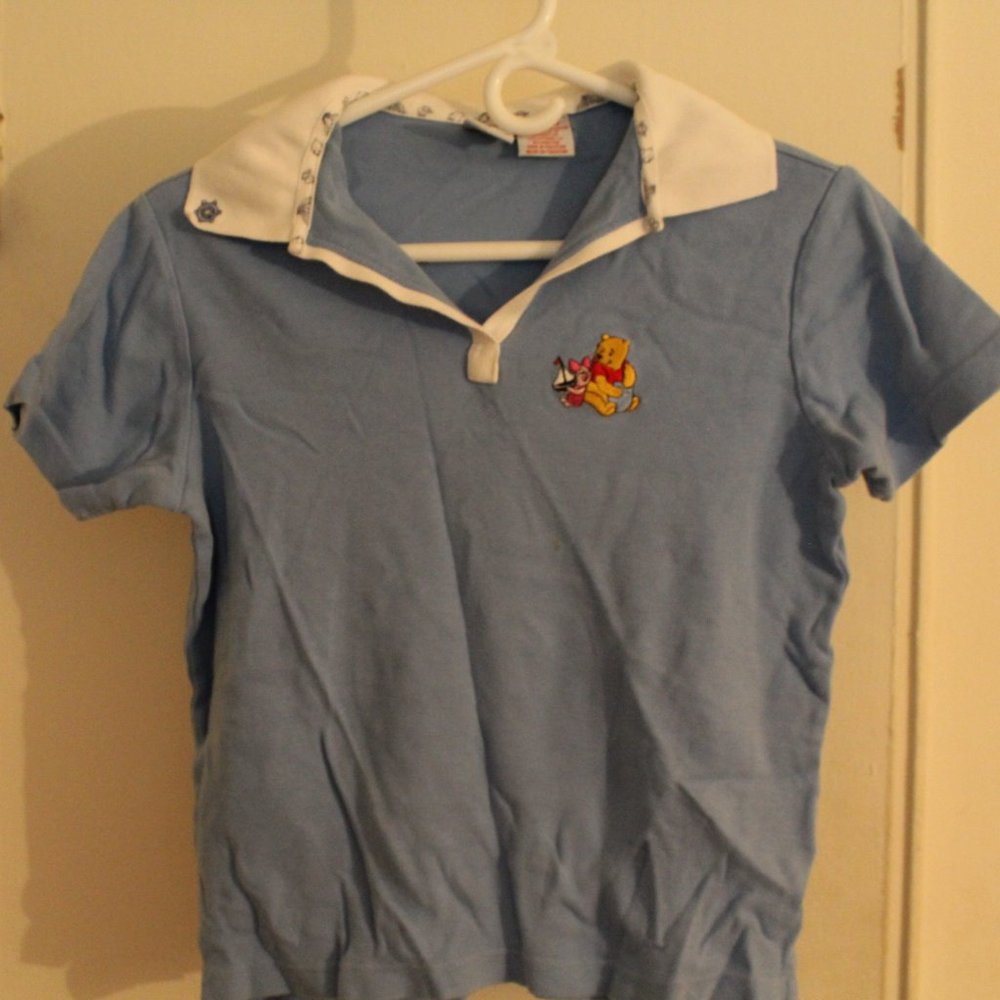 White Collar Winnie The Pooh Blue Shirt